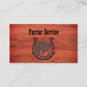 Rustic Wood Farrier Horseshoe Service Visitkort