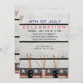 Rustic Wood Fjärde juli Independence day Inbjudningar