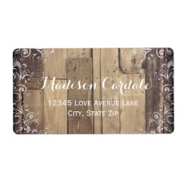 Rustic Wood Flourish Land Adressetiketter Fraktsedel