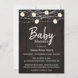 *~* Rustic Wood Flower Ljus Ro Baby Shower Inbjudningar