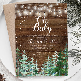 Rustic Wood Forest Gräs Träd Oh Baby Baby Shower Inbjudningar