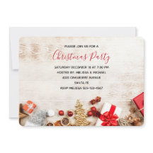 Rustic Wood-foto med julföremål Party