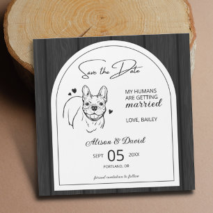 Rustic Wood Fransk Bulldog Bröllop spara datum Magnetisk Inbjudningskort
