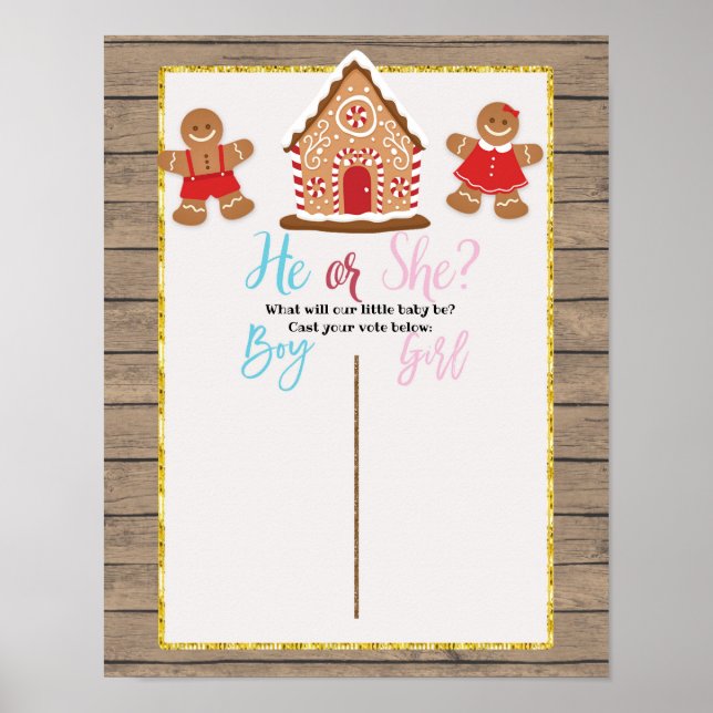 Rustic Wood Gender Reveal Board Poster (Framsidan)