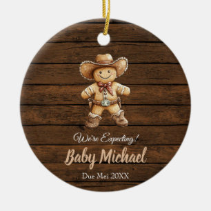 Rustic Wood Gingerbrows Vi väntar oss gift Julgransprydnad Keramik