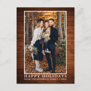 Rustic Wood Glad helg Photo Vykort