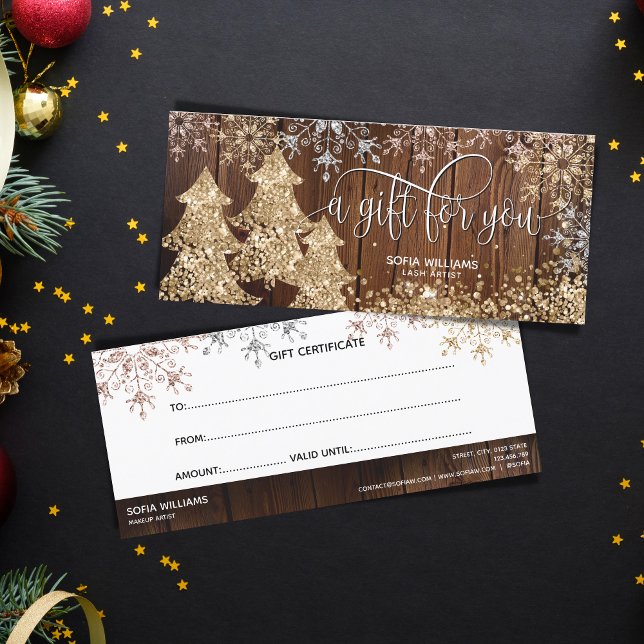 Rustic Wood Glitter Julgran Snöflingor (Skapare uppladdad)