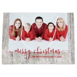 Rustic Wood God jul Photo - Large Gift Bag