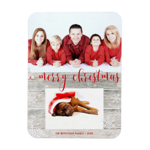 Rustic Wood God jul - Photo Magnet