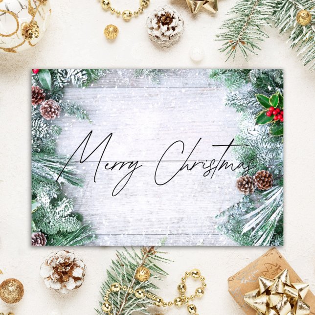 Rustic Wood God jul Realtor Helgdag Card Tack Kort (Skapare uppladdad)