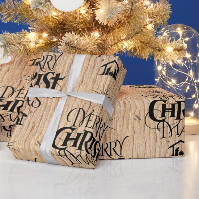 Rustic Wood God jul Woodland Christian Presentpapper (Helgdagar)