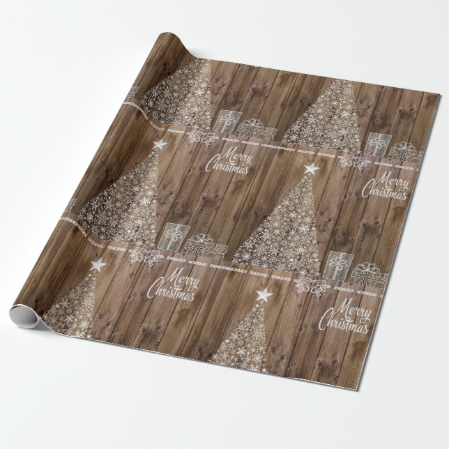 Rustic Wood God jul Wrapping Papprare Presentpapper (Utrullad)