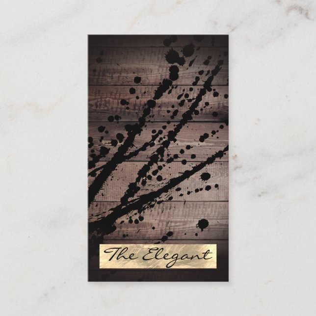 Rustic Wood Gold Foil Splatter Visitkort (Framsida)