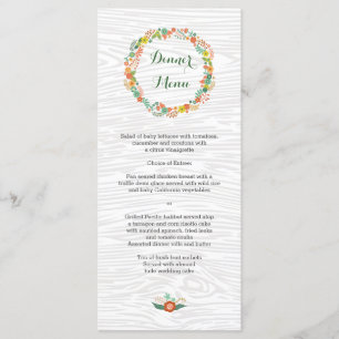 Rustic Wood Grain Blommigt WAN Menu Bröllop Meny