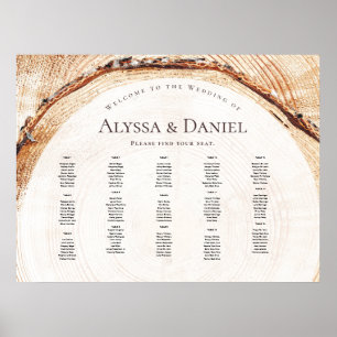 Rustic Wood Grain Bröllop efter Bord:s sittdiagram Poster
