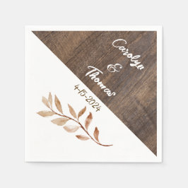 Rustic Wood Grain Farmhouse Blommigt Bröllop Pappersservett