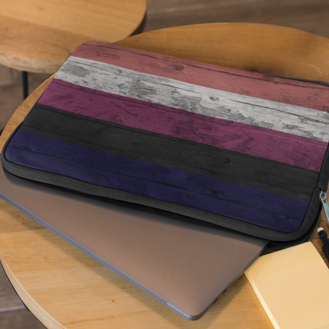 Rustic Wood Grain Genderfluid Pride Flagga Rand Laptop Fodral (Skapare uppladdad)