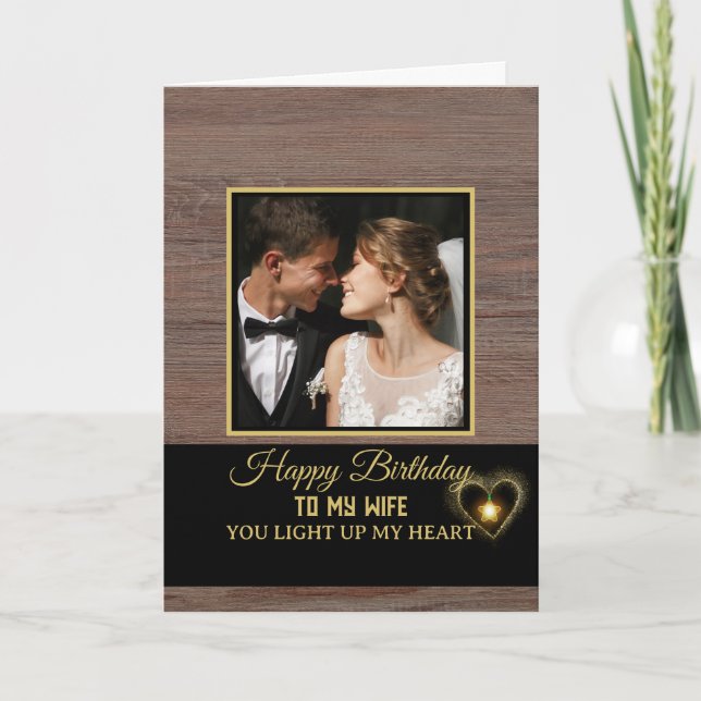 Rustic Wood Grain Happy Birthday to My Wife Kort (Framsida)
