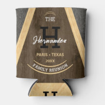 Rustic Wood grain Monogrammed Family Reunion Brown