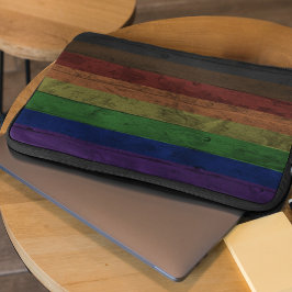 Rustic Wood Grain Philadelphia Pride Rainbow Flagg Laptop Fodral