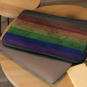 Rustic Wood Grain Philadelphia Pride Rainbow Flagg Laptop Fodral
