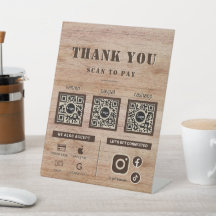 Rustic Wood Grain Scan betalar 3 QR-kod - tack