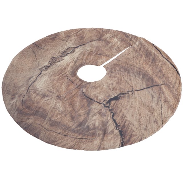 Rustic Wood Grain Struktur Design Julgransmatta Fleece (Vinklad)