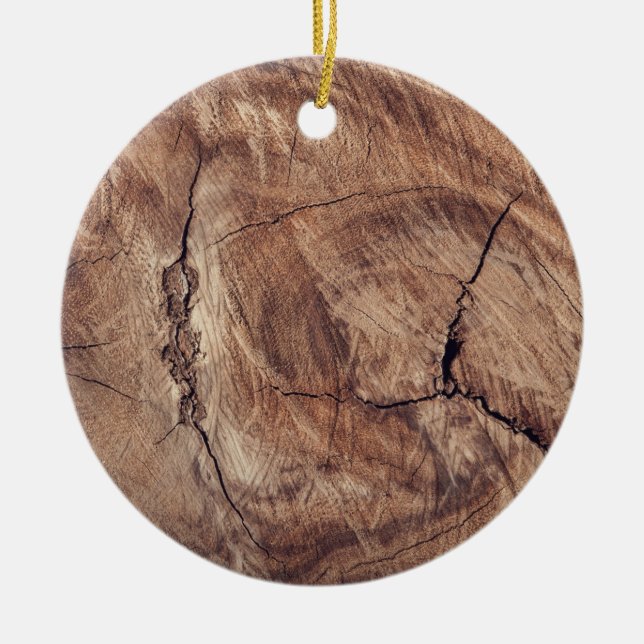 Rustic Wood Grain Struktur Design Julgransprydnad Keramik (Framsidan)