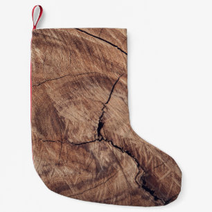 Rustic Wood Grain Struktur Design Liten Julstrumpa