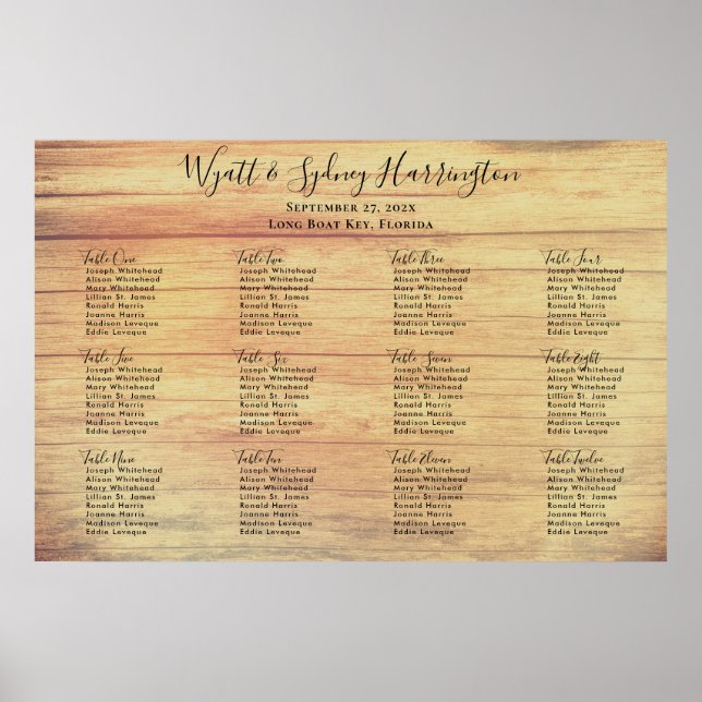 Rustic Wood Grain Wedding Sittschema Poster (Framsidan)