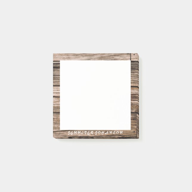 Rustic Wood Gräns anpassningsbar minimal elegant Post-it Block (Framsida)