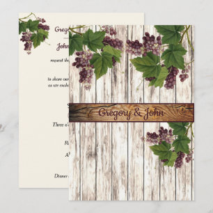 Rustic Wood Grape Vines Winery Bröllop Inbjudningar