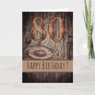Rustic Wood Grattis på födelsedagen 80:e Kort
