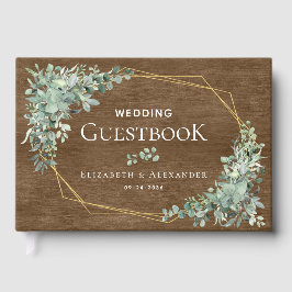 Rustic Wood Greenery Elegant Eucalyptus Bröllop Gästböcker