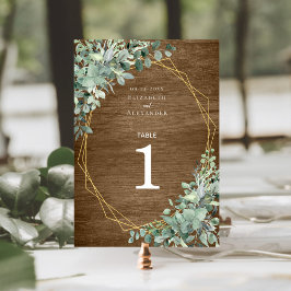 Rustic Wood Greenery Eucalyptus Geometric Bröllop Bordsnummer