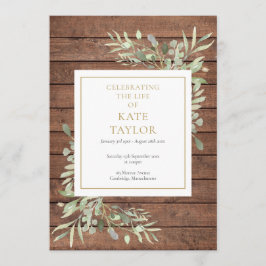 Rustic Wood Greenery Funeral Order of Service Program