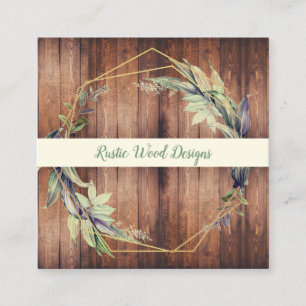 Rustic Wood Greenery Fyrkantigt Visitkort