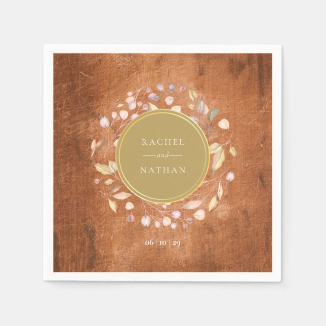 Rustic Wood Greenery Garland Bröllop Pappersservett (Framsidan)