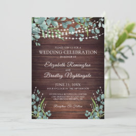 Rustic Wood Greenery Ljus Bröllop Firande Inbjudningar