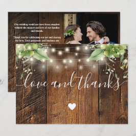 Rustic Wood Greenery String Lights Wedding Photo Tack Kort