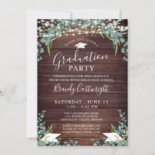 Rustic Wood Greenery String Ljus Studenten Inbjudningar