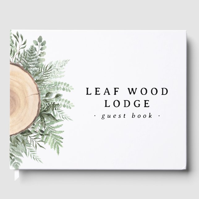 Rustic Wood Greenery Vacation Rental Bed Breakfast Gästböcker (Framsida)