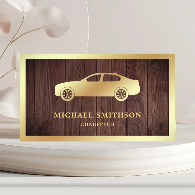 Rustic Wood Guld Professionell  Chauffeur Visitkort (Skapare uppladdad)