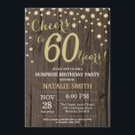Rustic Wood Guld Surprise 60:e födelsedagsdiamante Inbjudningar<br><div class="desc">Överraskad 60:e födelsedagsinbjudan med Rustic Wood och Guld Glitter Diamond Background. Land Vintage Retro. Konfetti Guld. Vuxen födelsedag. Manliga Manar eller Kvinnor födelsedag.
Om du vill göra ytterligare anpassningar klickar du på knappen Anpassa och användor verktygen som är utformat för att ändra mallen.</div>