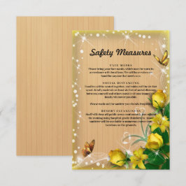 Rustic Wood Gult Blommigt Butterfly Safety Measure Tilläggskort