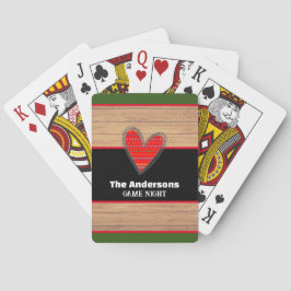 Rustic Wood Heart Family Namn Casinokort