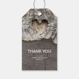 Rustic Wood Heart Land Träd Bröllop Presentetikett