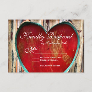 Rustic Wood Heart Landsbyggsbröllop OSA kort