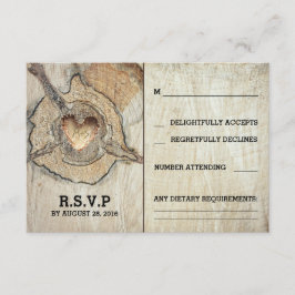 Rustic Wood Heart Träd Bröllop OSA Card Kort