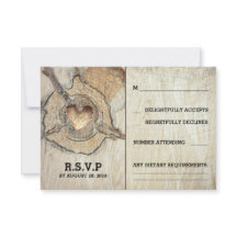 Rustic Wood Heart Träd Bröllop OSA Card